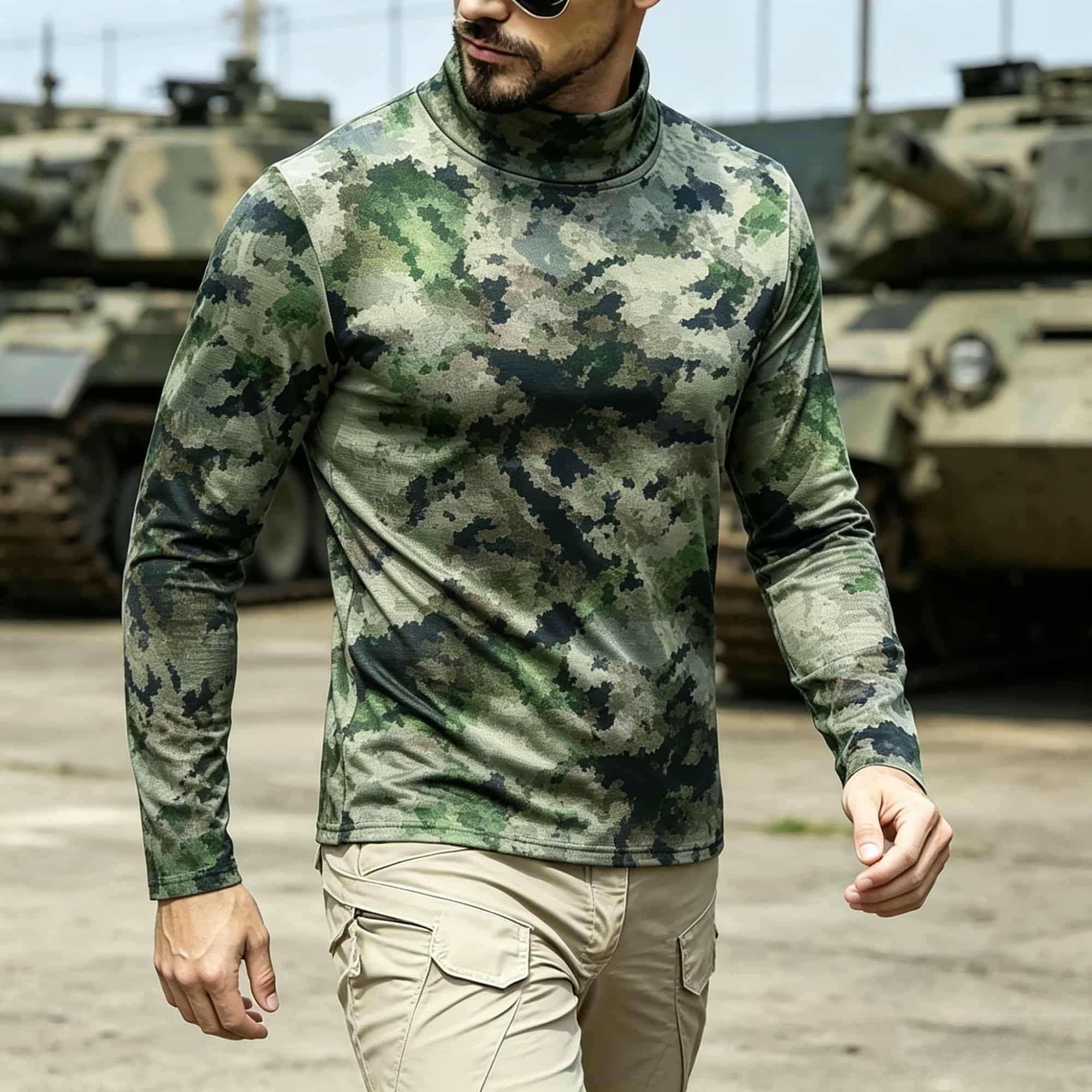 Base Layer Top - Мужская тактическая рубашка с камуфляжным принтом,